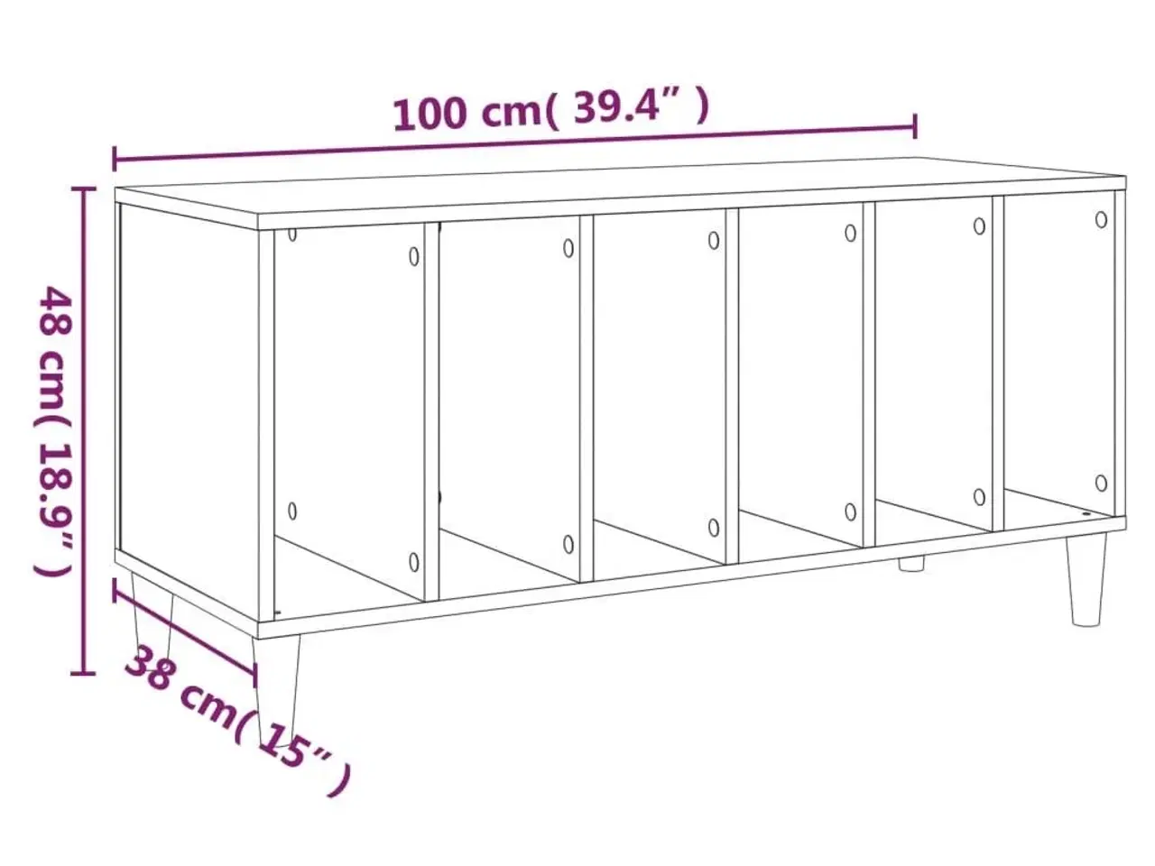 Billede 8 - Vinylskab 100x38x48 cm konstrueret træ sonoma-eg