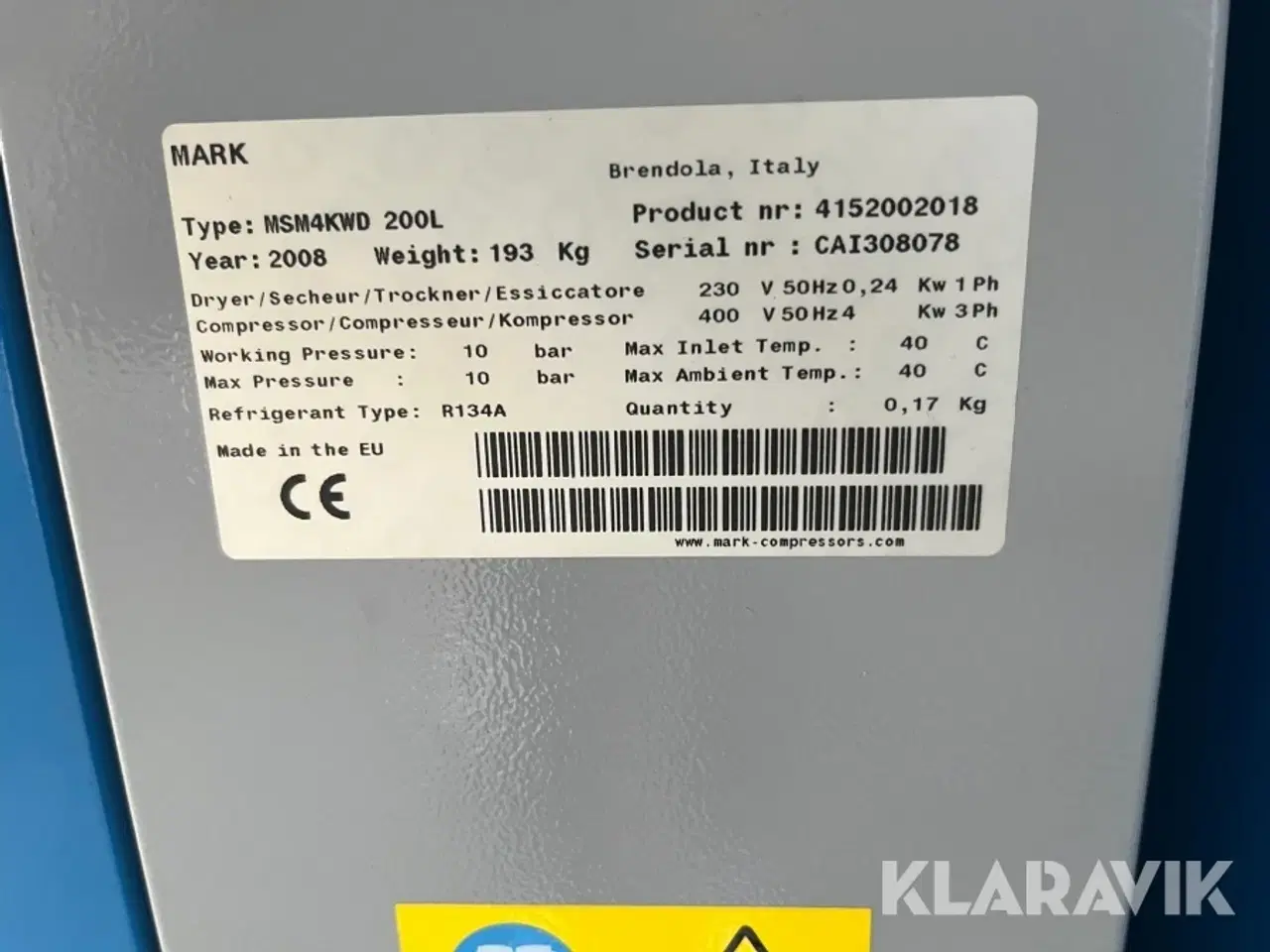 Billede 4 - Kompressorer MARK MSM4KWD 200 L med 2 styk 50 liters tanke.