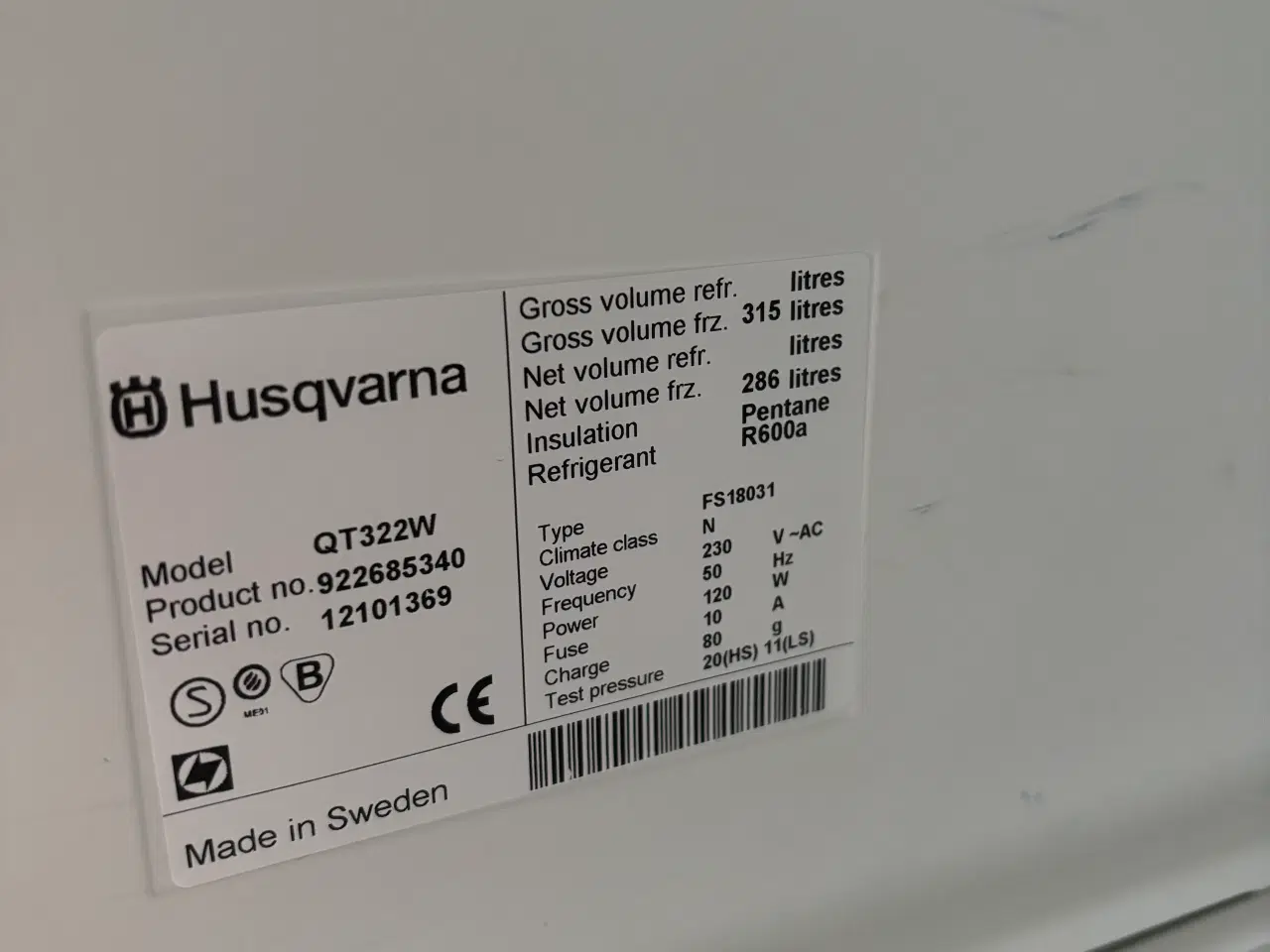 Billede 3 - Husqvarna skabsfryser, 300 liter