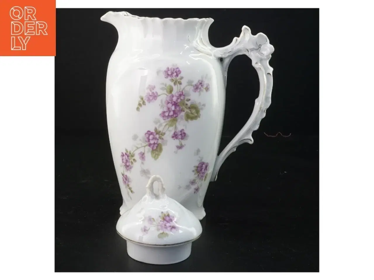Billede 2 - Porcelænskande med blomstermotiv (str. 25 x 11 cm)