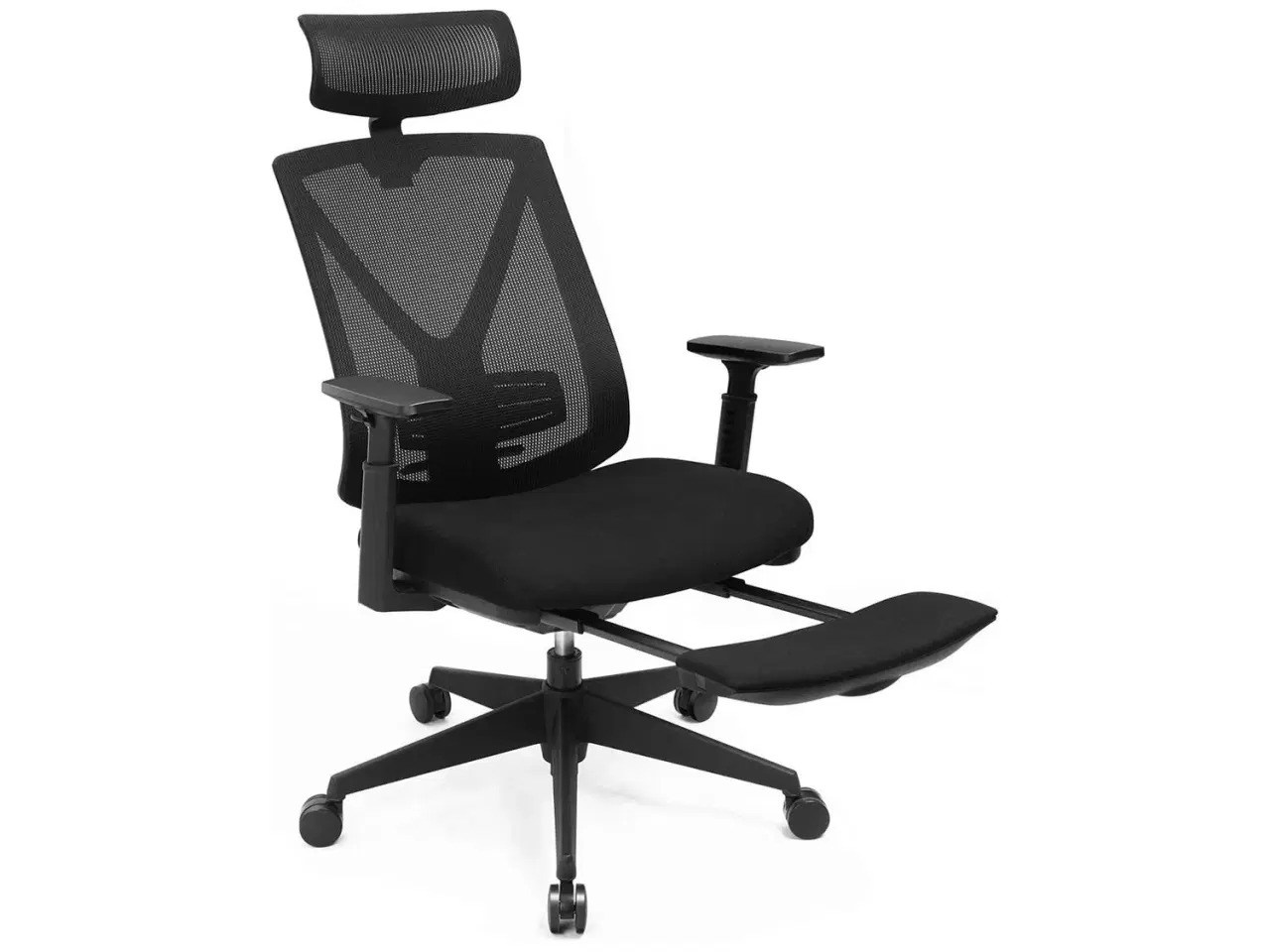 Billede 1 - Kontorstol ergonomisk med fodstøtte – sort