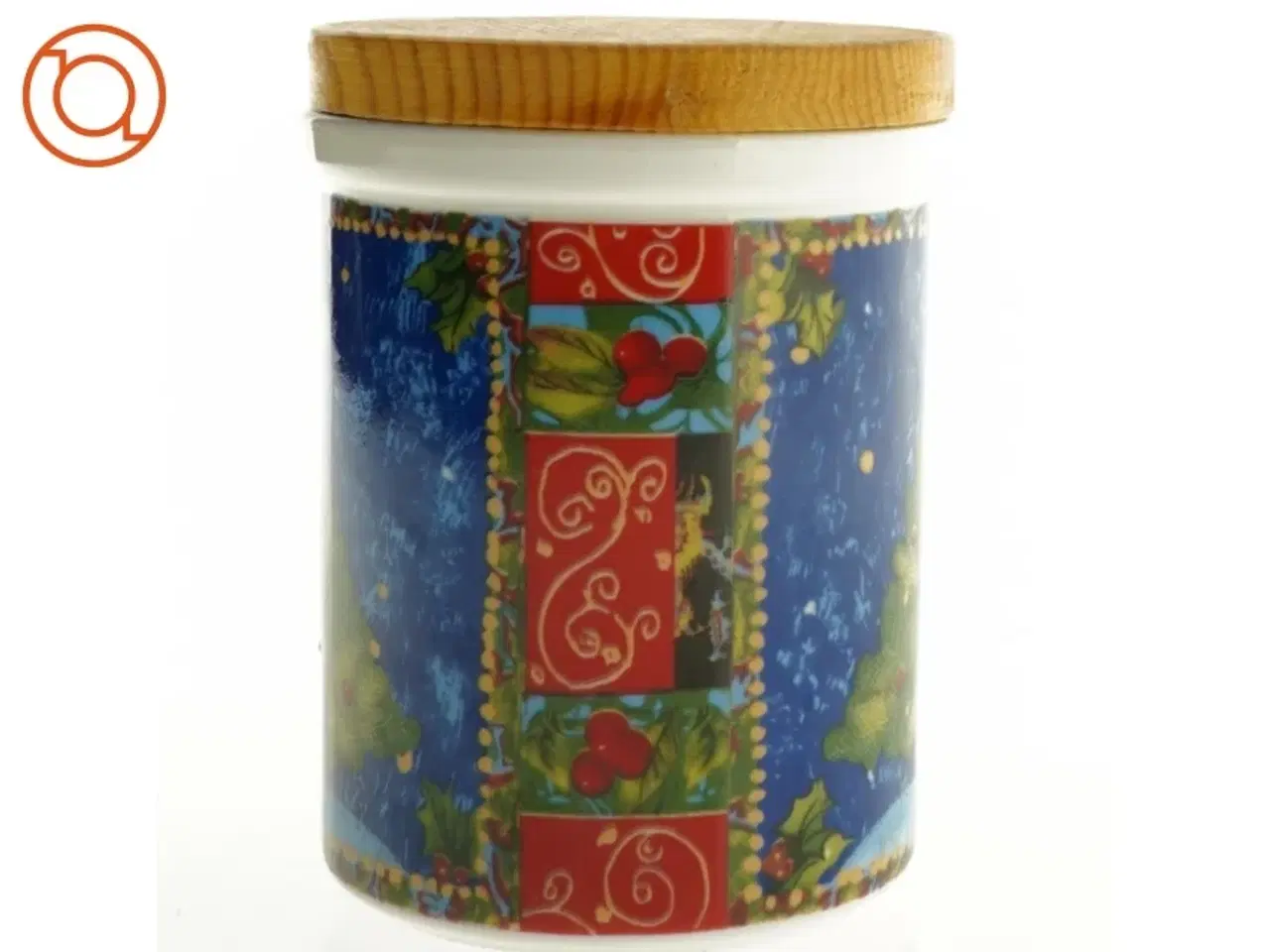 Billede 2 - Krukke med julemotiv og låg (str. 12 x 9 cm)