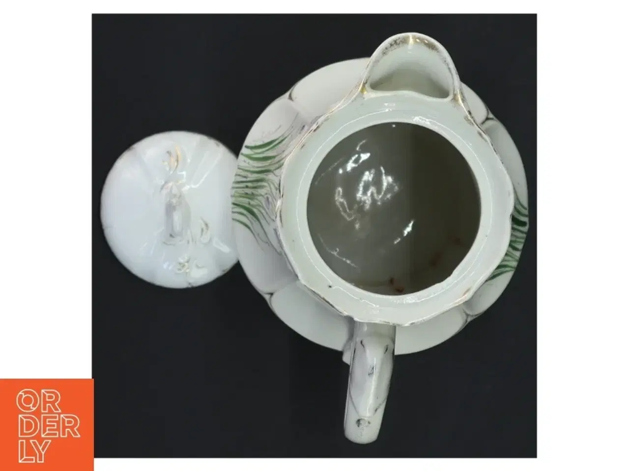 Billede 4 - Antik hvid porcelænskande med blomsterdekoration, Bing & Grøndahl (str. 25 x 13 cm)