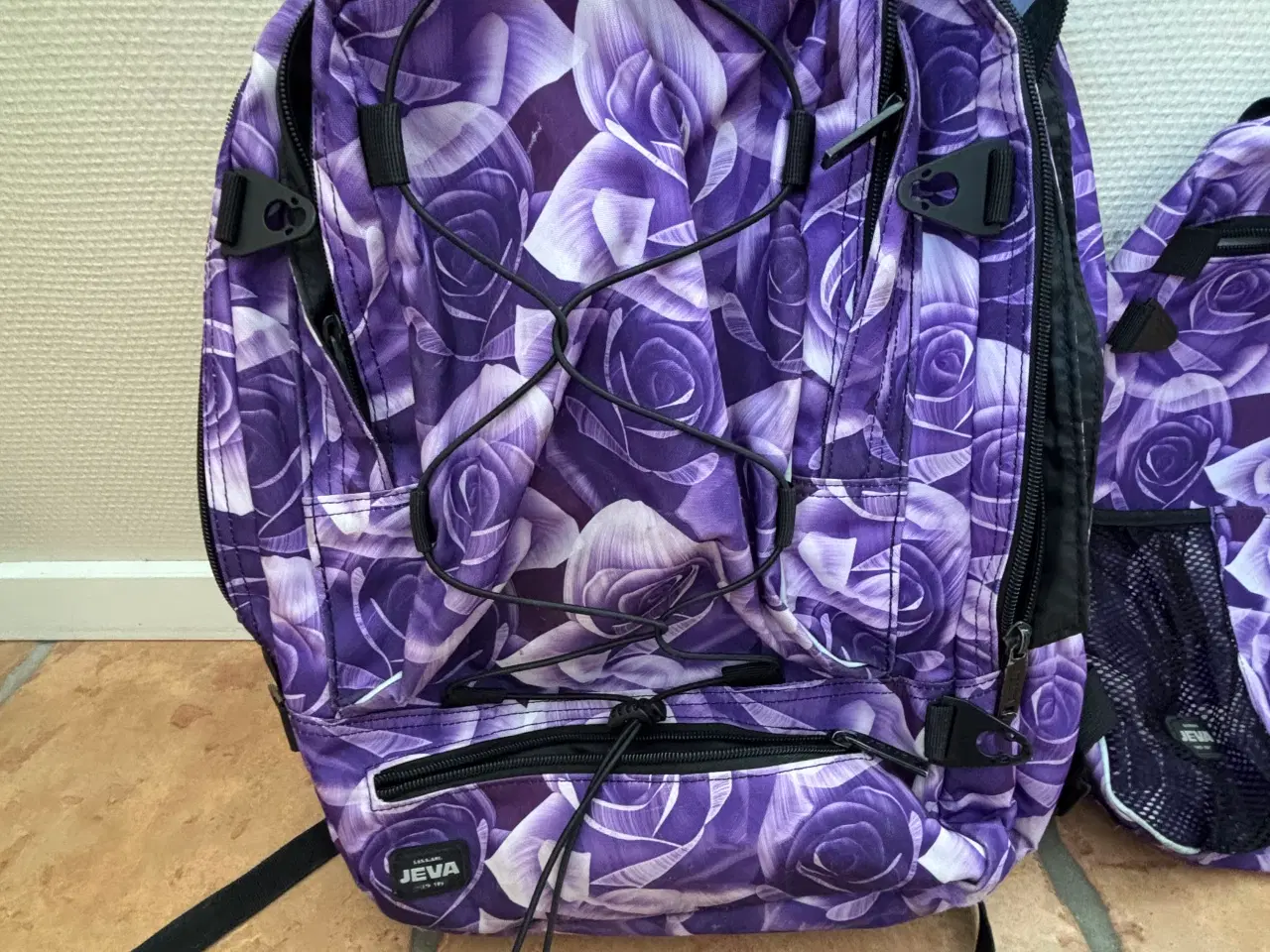 Billede 11 - Jeva skoletaske / rygsæk stof lilla mønster