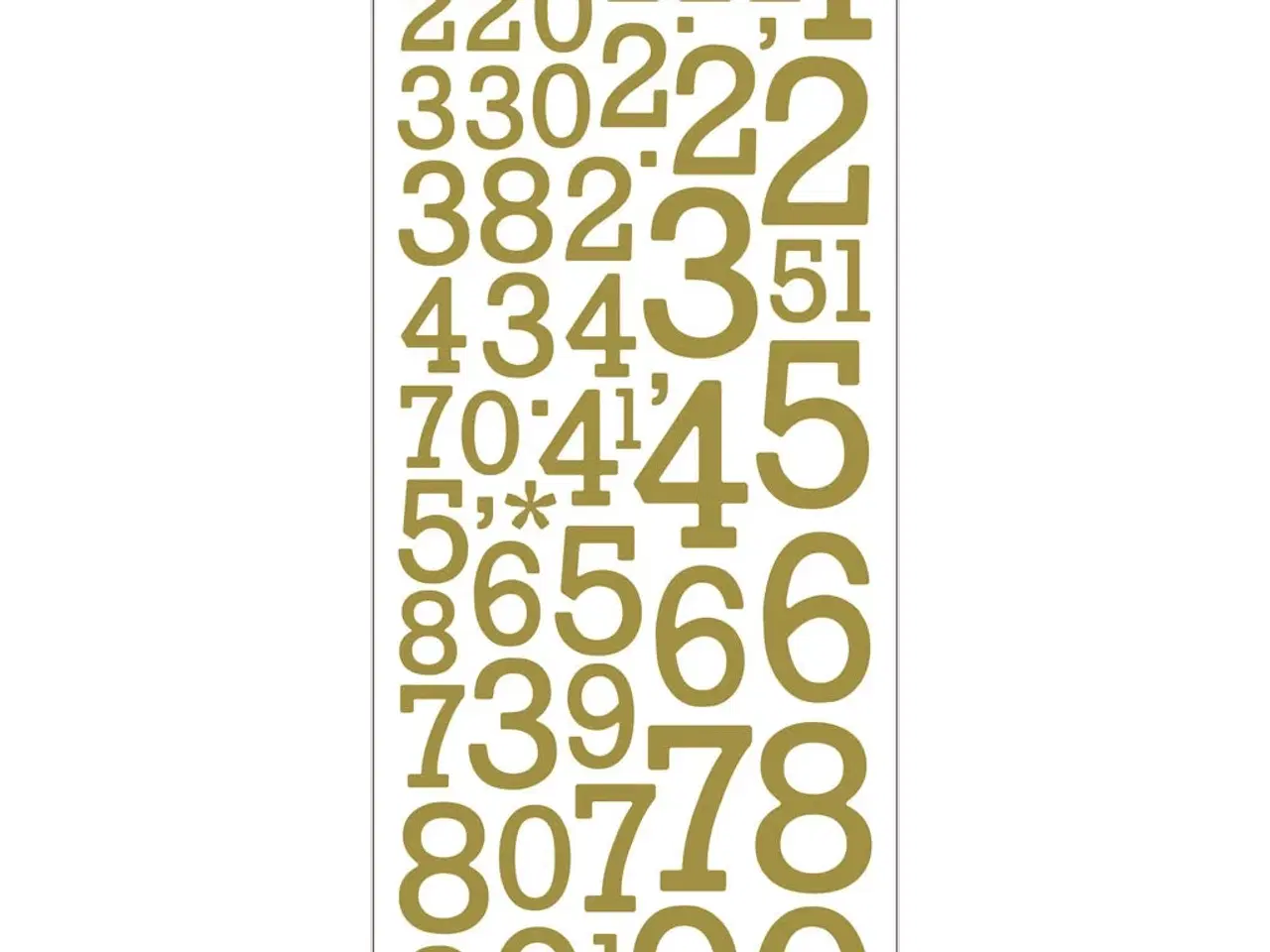 Billede 1 - Glitterstickers, tal, ark 10x24 cm, guld, 2ark/ 1 pk.