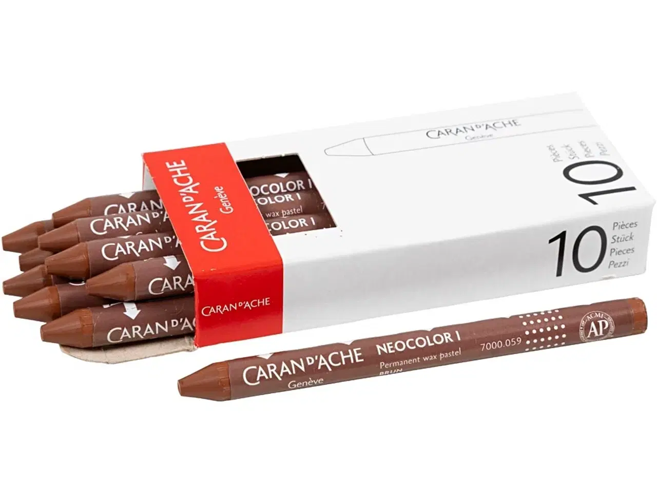 Billede 1 - CARAN D’ACHE Neocolor I, L: 10 cm, tykkelse 8,5 mm, brown (059), 10stk./ 1 pk.