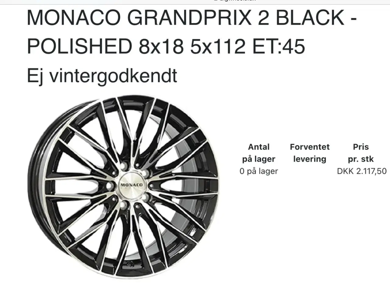 Billede 7 - MONACO GRANDPRIX 2 BLACK - POLISHED 8x18 5x112 ET: