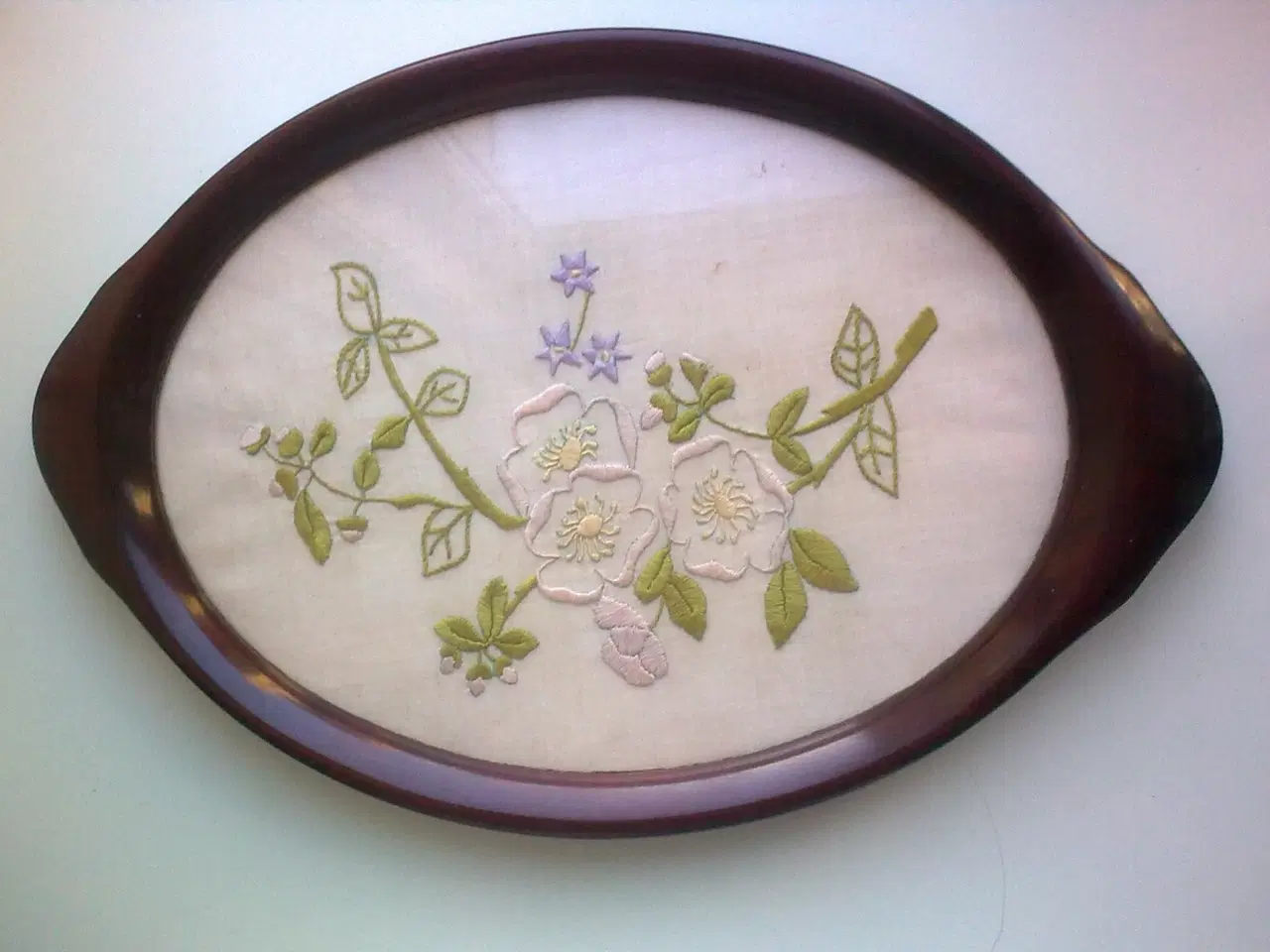 Billede 5 - Træbakke m glas & ramme m DIY deko bund 