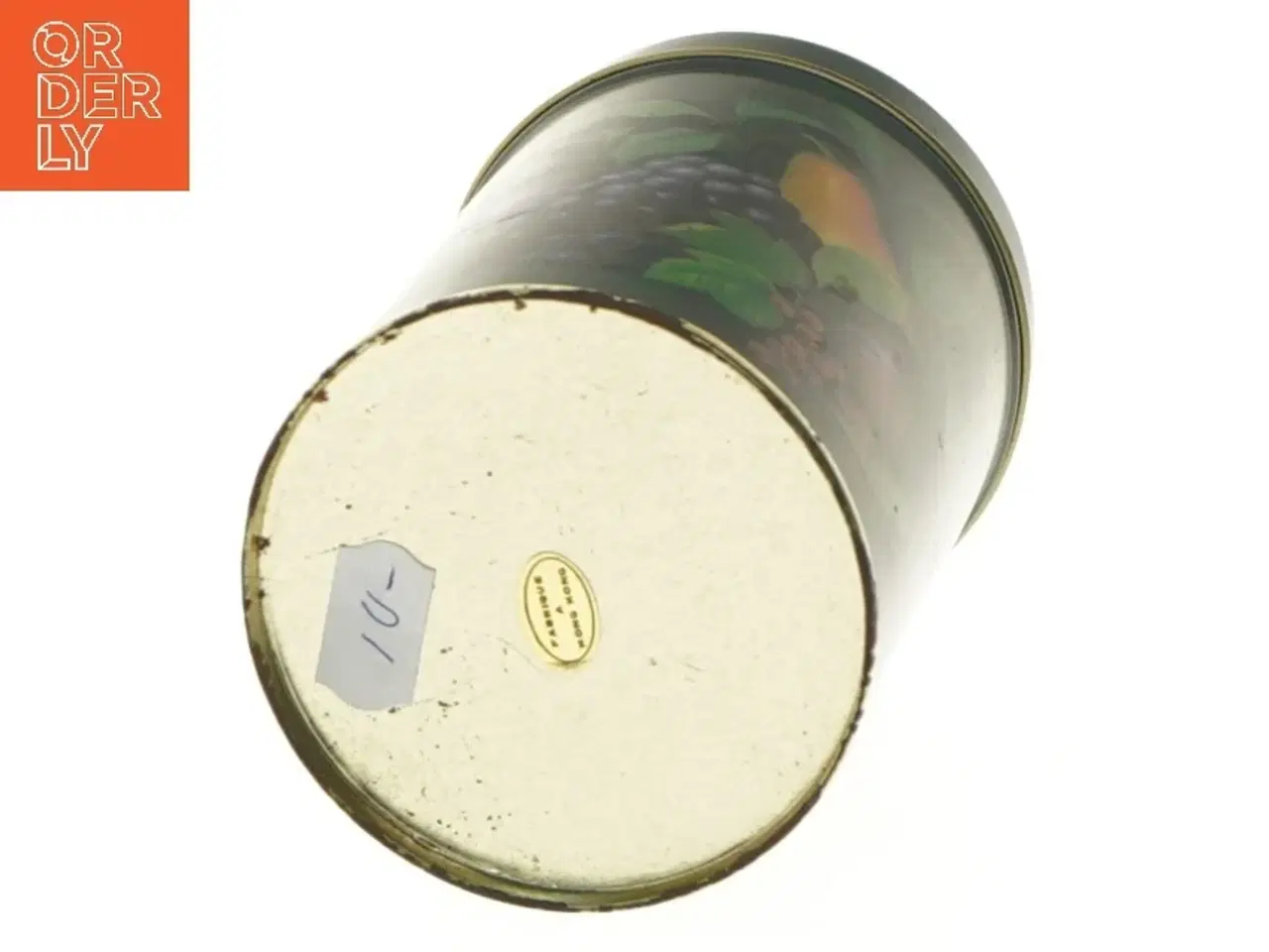 Billede 6 - Dekorativ metalbeholder med frugtmotiv (str. Ø 8,5x12 cm)