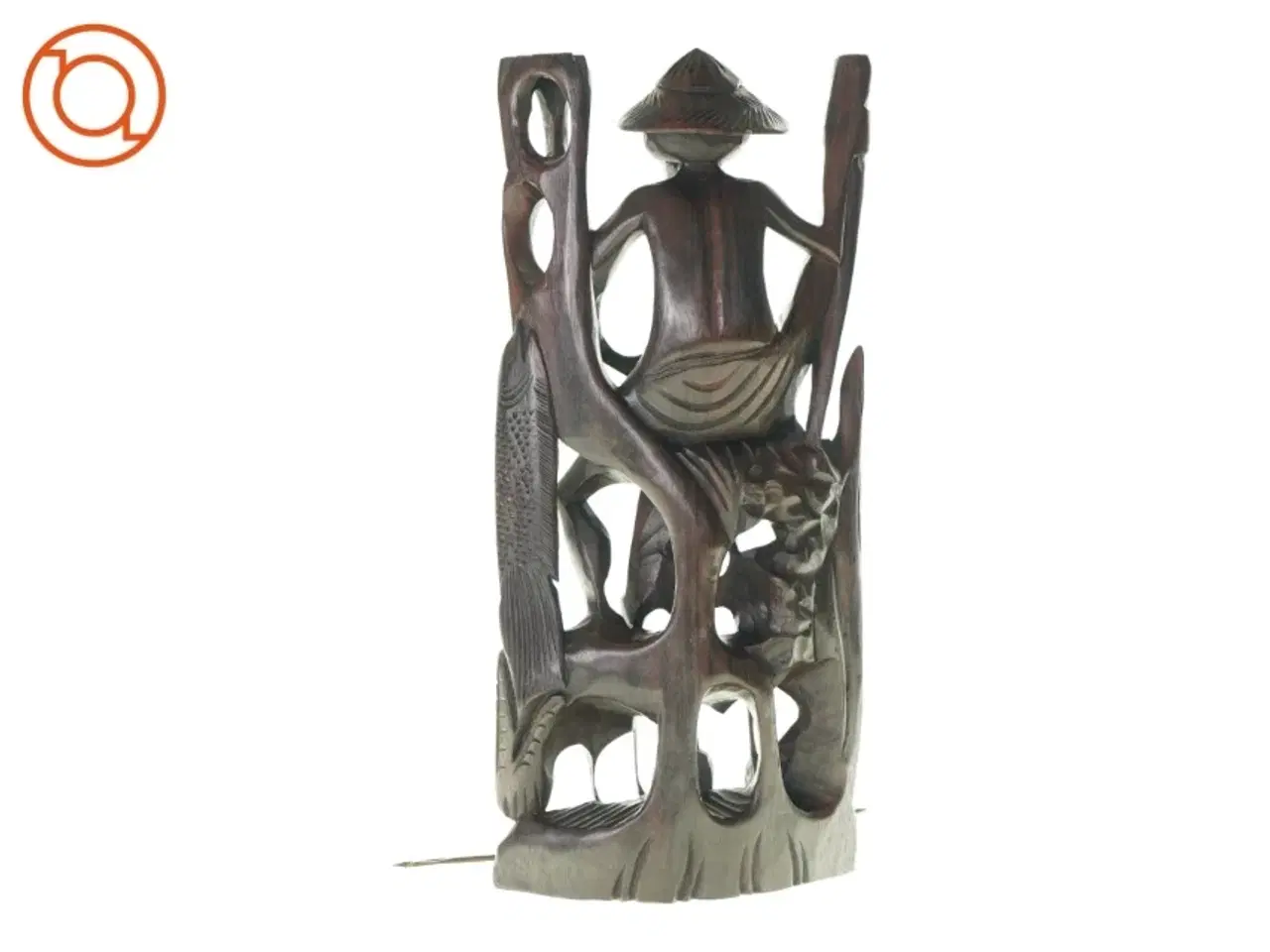 Billede 2 - Træfigur af mand og fiskestang