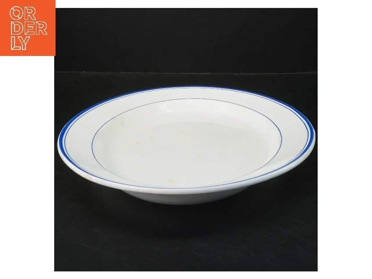 Billede 1 - Porcelæn fad med blå kant (str. Ø 35x Ø 25 cm)