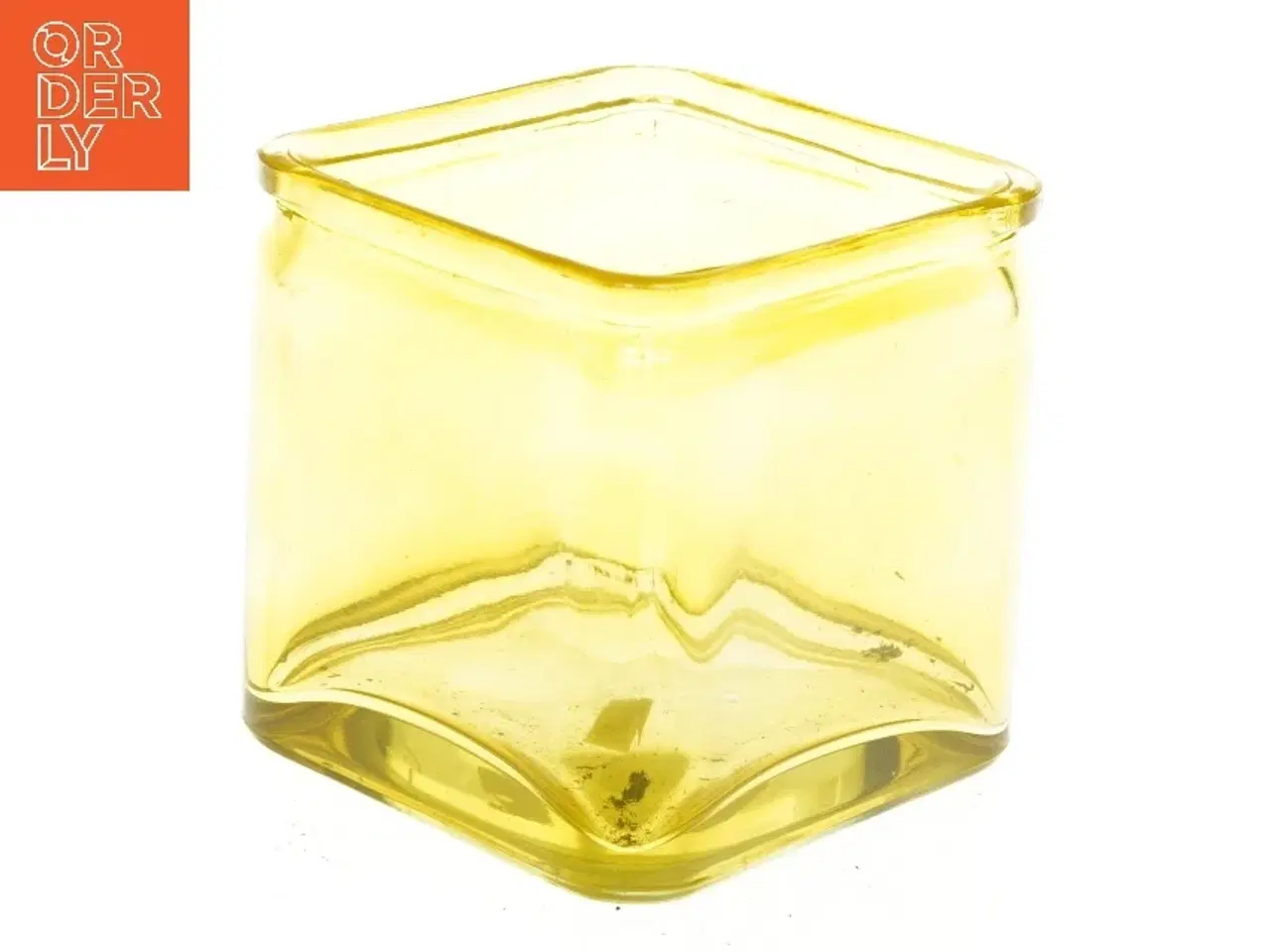 Billede 1 - Gul glasvase (str. 12x12x12 cm)