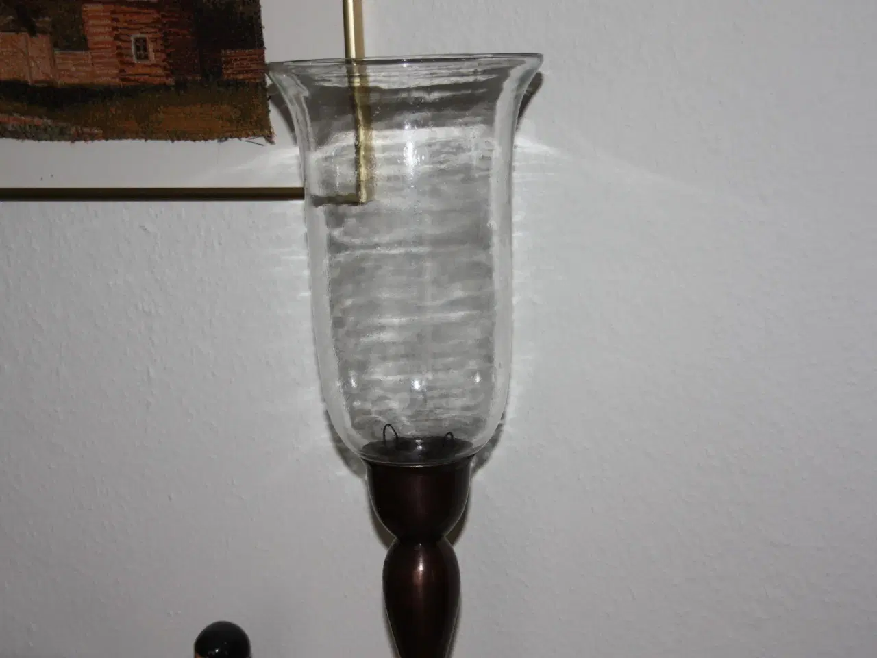 Billede 3 - Lysestage i metal og glas højde 47,5 cm