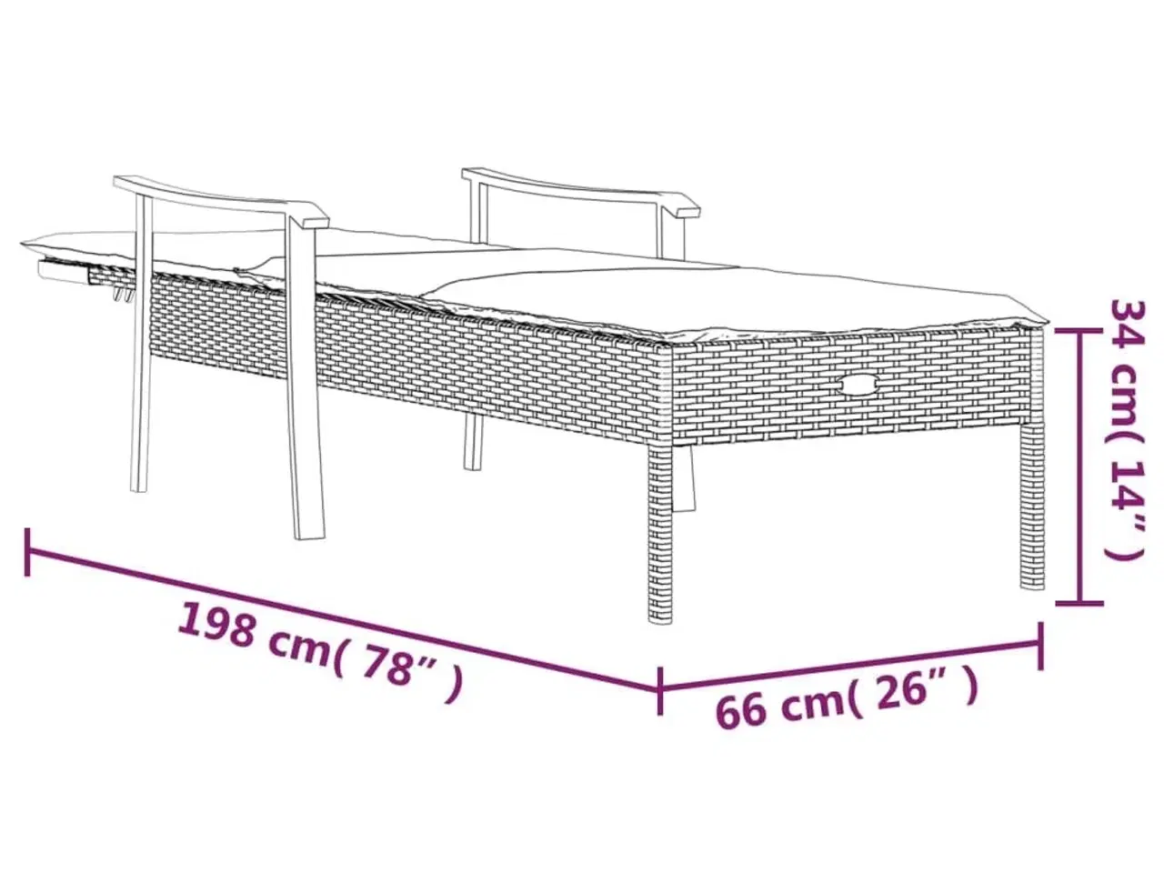 Billede 10 - Liggestol med hynde polyrattan grå