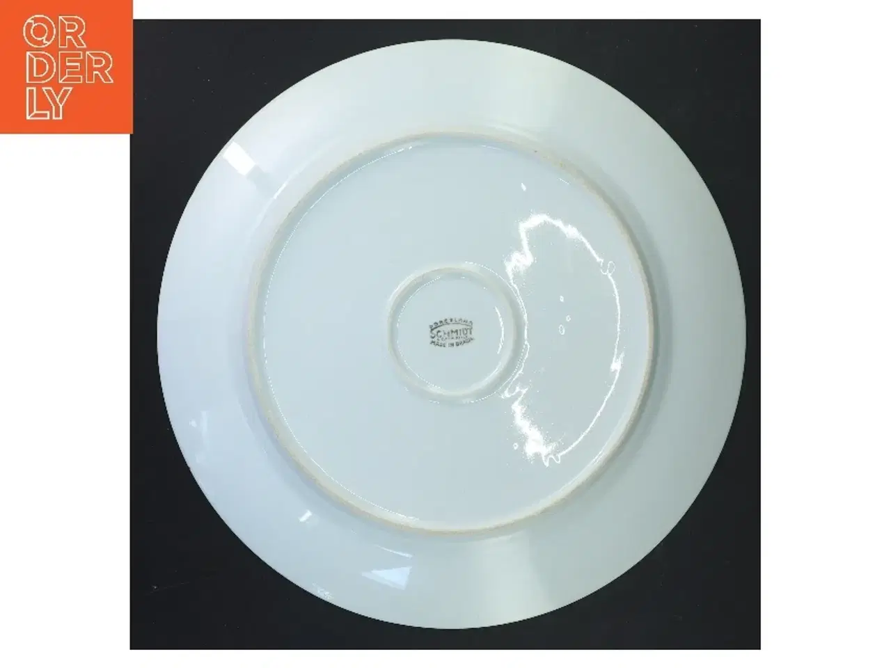 Billede 3 - Porcelænstallerken med orange blomsterkant fra Schmidt (str. Ø 28 cm)