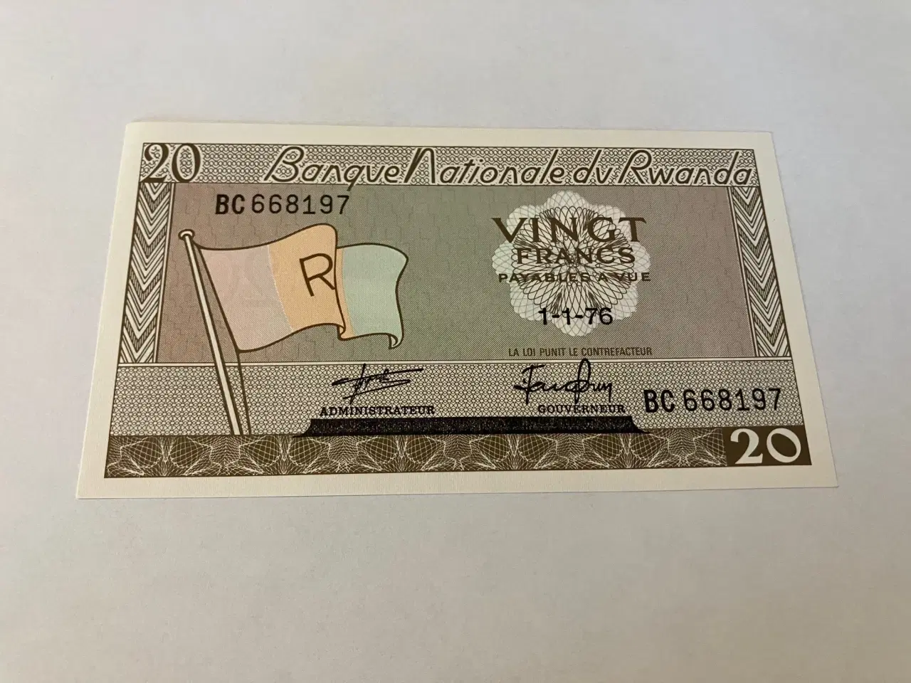 Billede 1 - 20 Francs Rwanda 1976