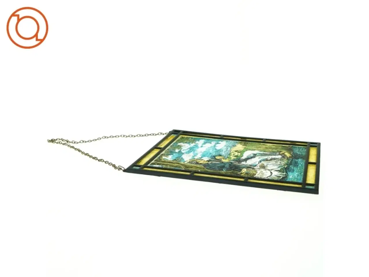 Billede 3 - Glas Mosaik Fisker ved Å motiv Billede med ophæng (str. 28 x 22 cm)