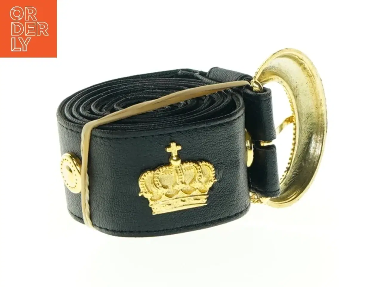 Billede 2 - Sort bælte med guldspænde (str. Længde. 89 cm b. 4 cm)