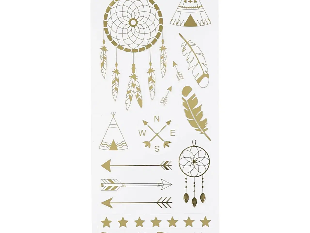 Billede 1 - Indianske stickers i guld - 10x24 cm ark