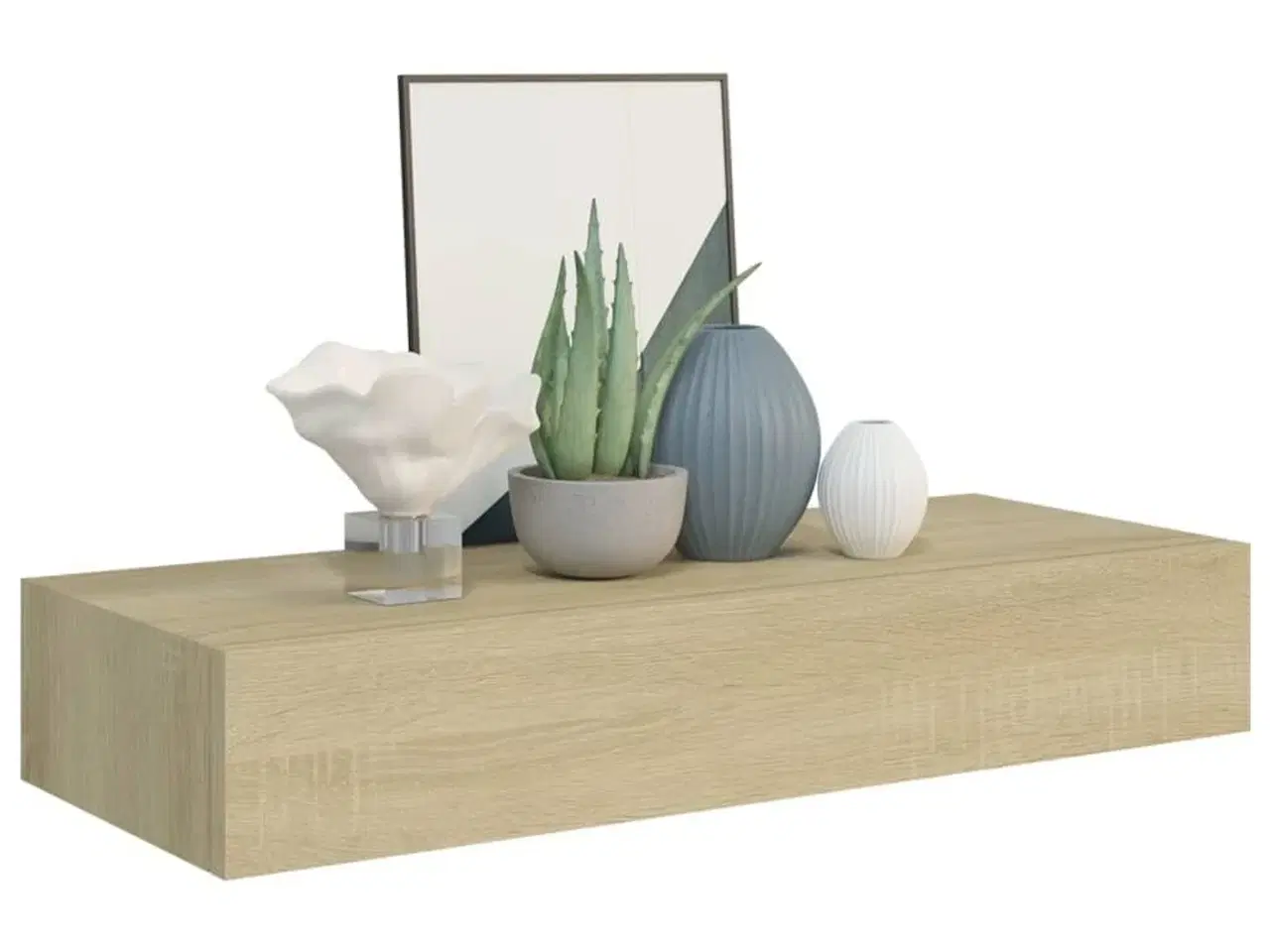 Billede 3 - Væghylde med skuffe 60x23,5x10 cm MDF egetræsfarvet