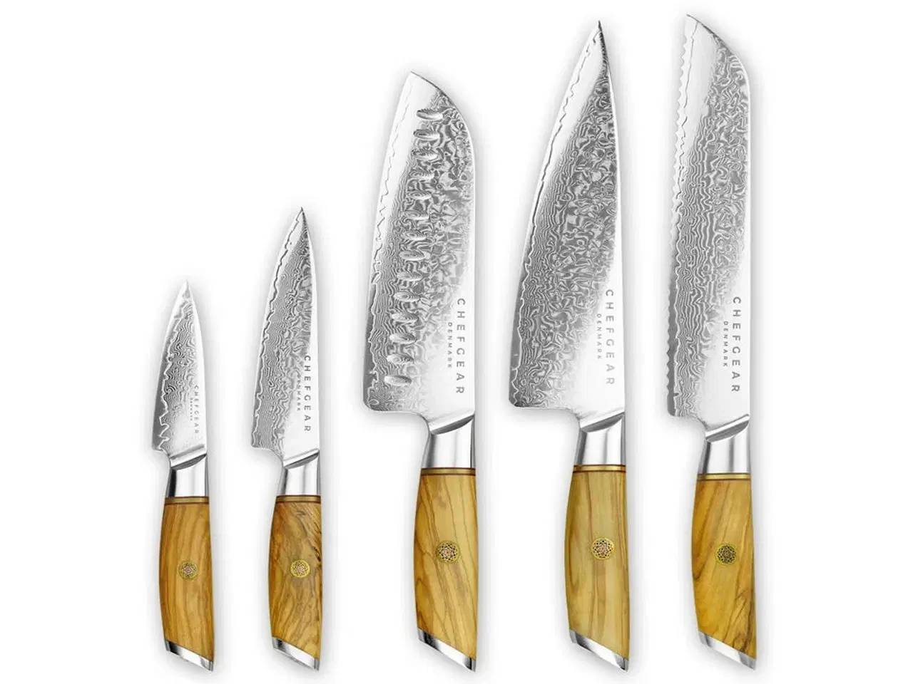 Billede 1 - Køkkenknivsæt udført i 73 lags pulverstål