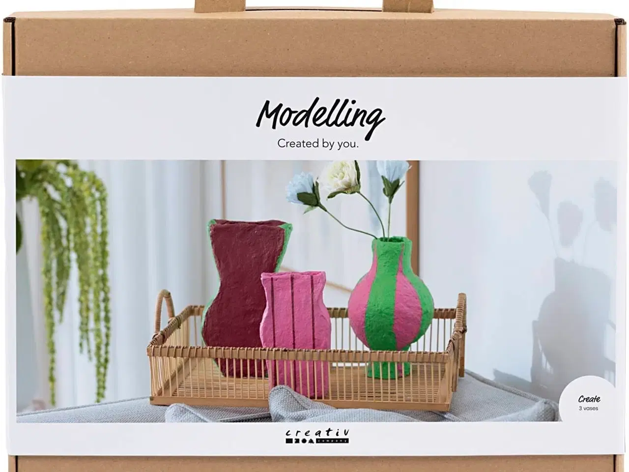 Billede 1 - Maxi DIY Kit Modellering, Papmaché pulp vaser, ass. farver, 1 pk.