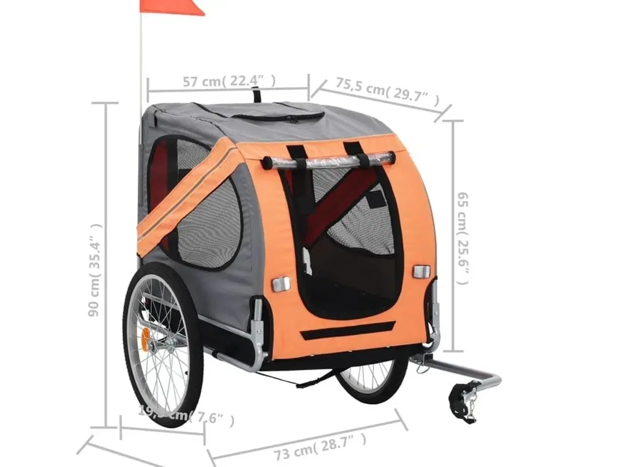 Billede 6 - Cykelanhænger til hund orange og grå