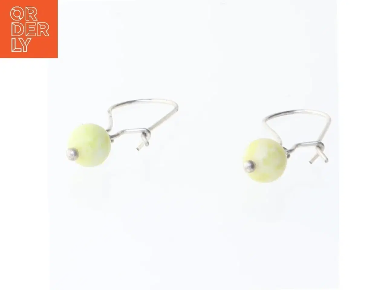 Billede 2 - Enkle hængeøreringe med lysegule perler (str. 3,5 cm)