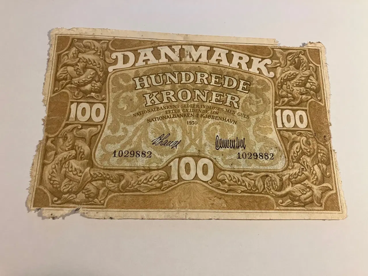 Billede 1 - 100 Kroner 1930 - Meget dårlig stand