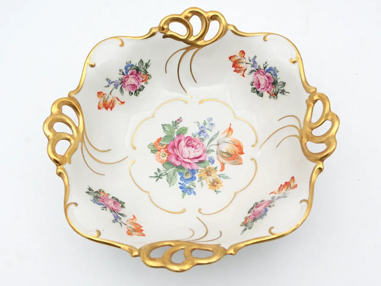 Billede 2 - Stor vintage tysk håndemaljeret porcelænsskål fra 