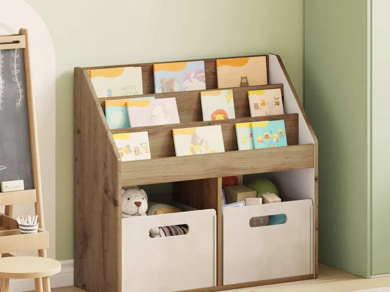 Billede 1 - Børnebogreol Artisan Egetræ 72,5 x 29,5 x 69 cm Konstrueret træ