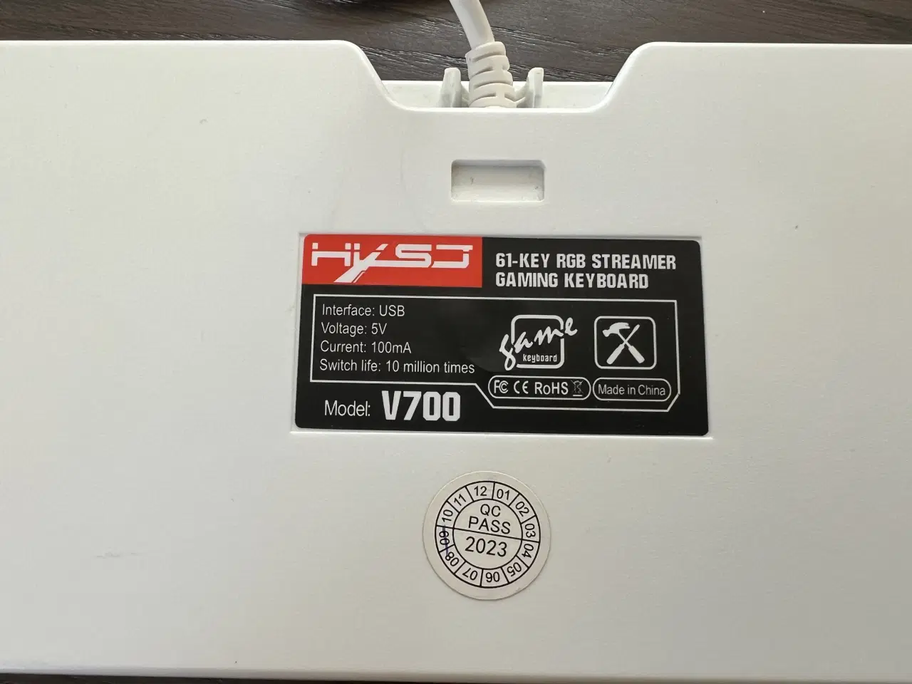 Billede 2 - HXSJ V700 tastatur 61-key hvid USB