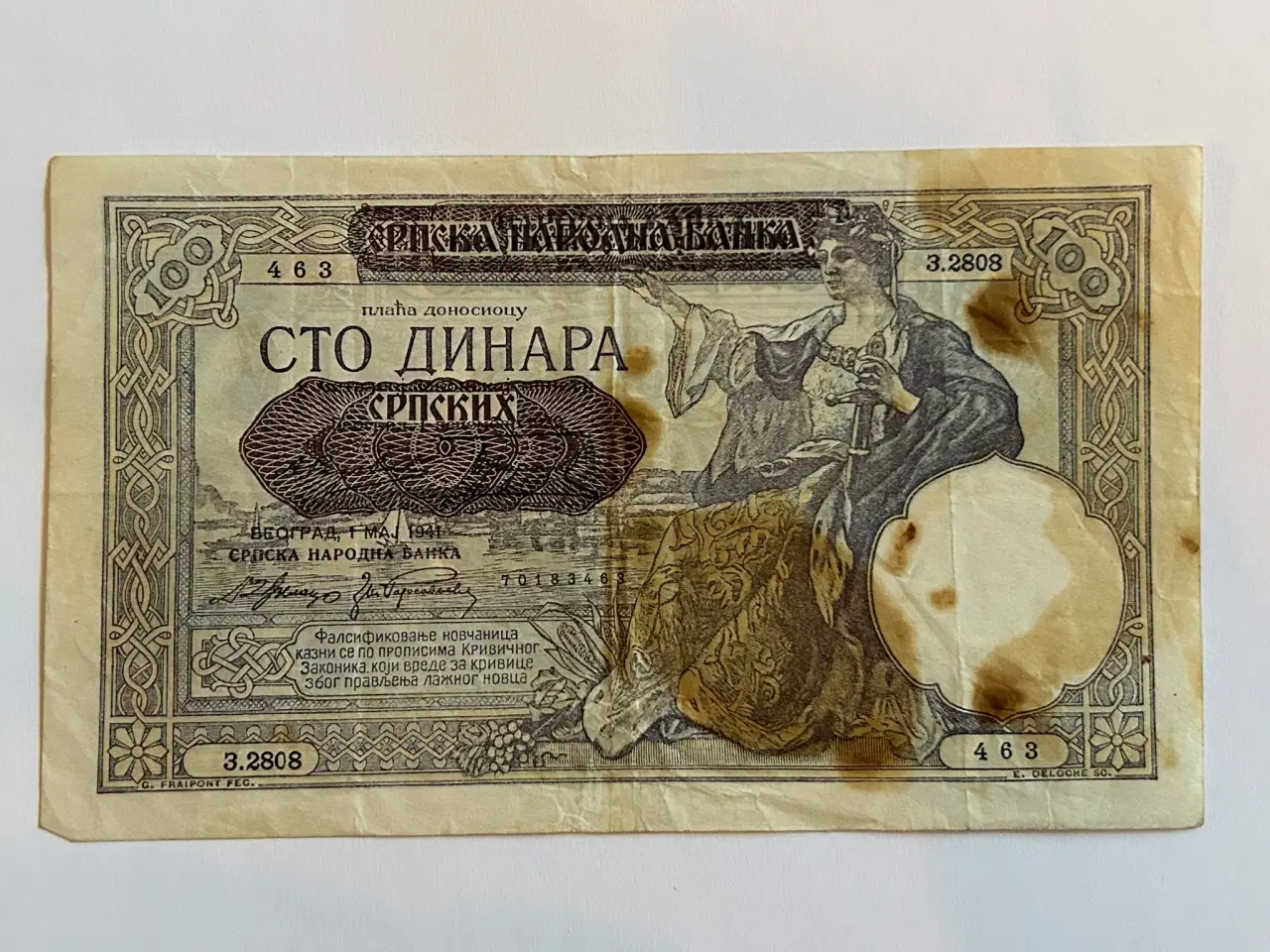 Billede 2 - 100 Dinara Yugoslavia 1941