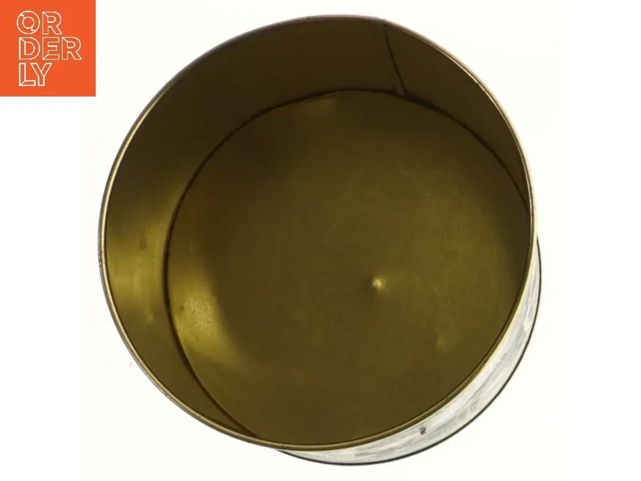 Billede 2 - Dekorativ metalbeholder med låg (str. Ø 16x17 cm)