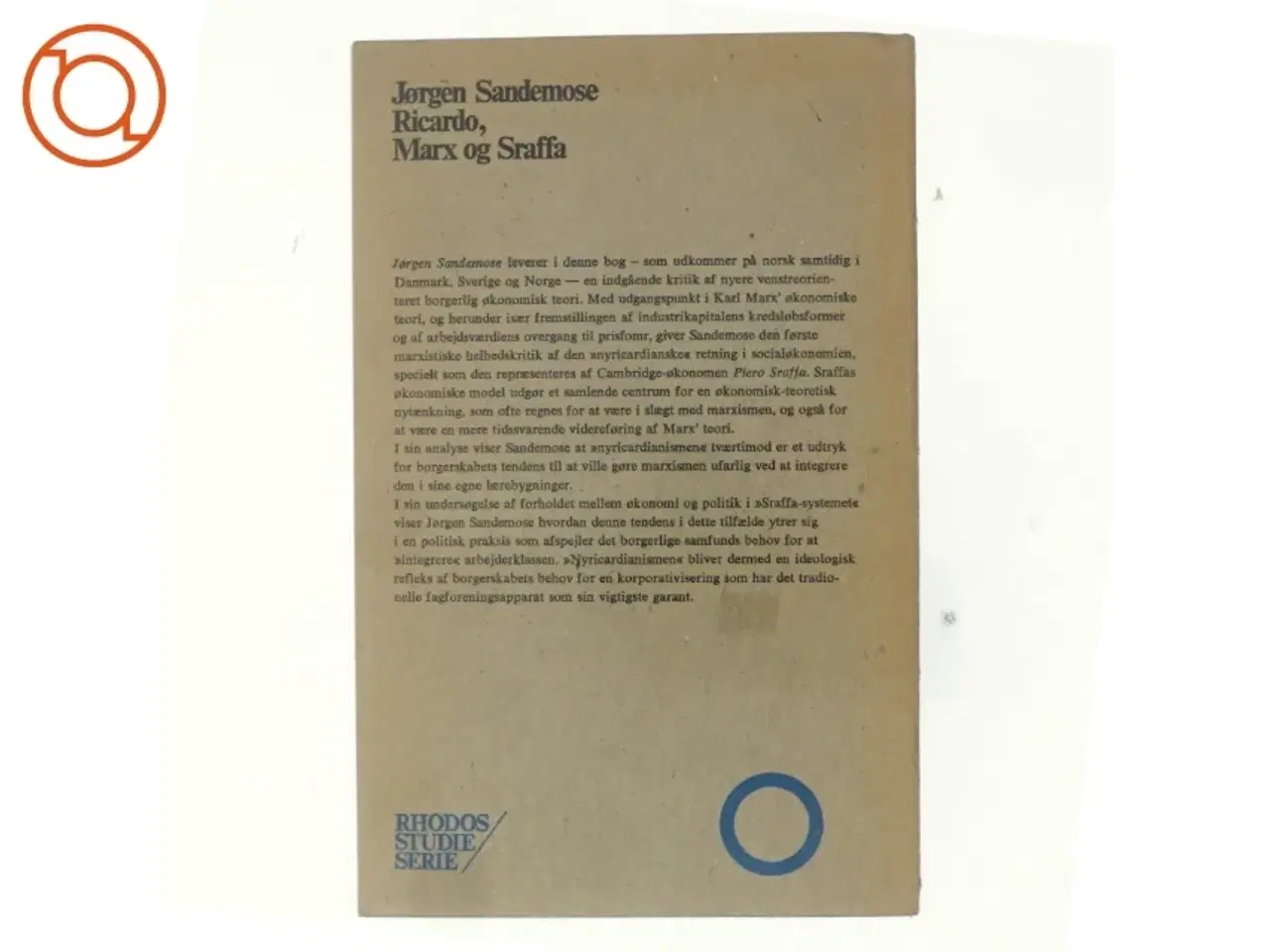 Billede 3 - Ricardo, Marx og Sraffa af Jørgen Sandemose (bog)