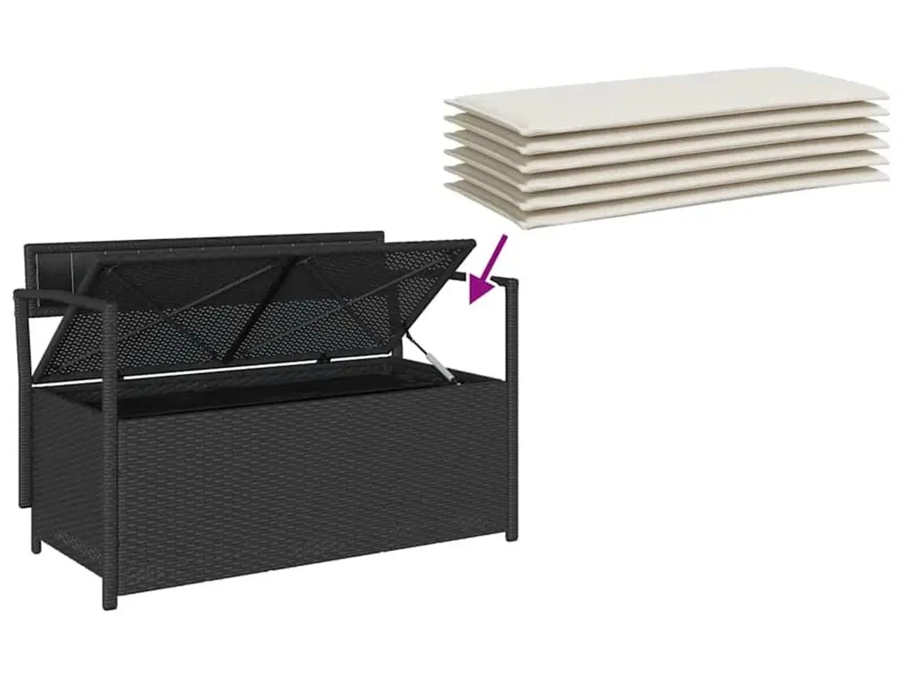 Billede 7 - Opbevaringsbænk til haven med hynde polyrattan sort