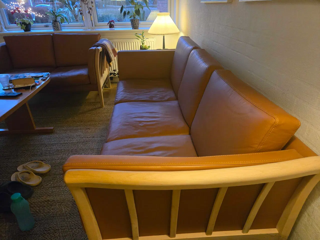 Billede 3 - 2 og 3 personers Cognac lædersofa 