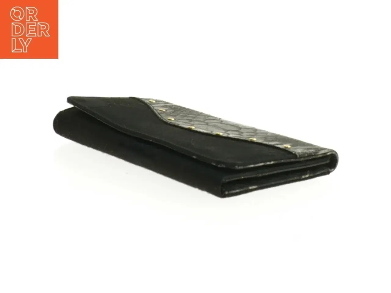 Billede 1 - Sort læderpung med krokodillemønster (str. 18,5 x 11 cm)