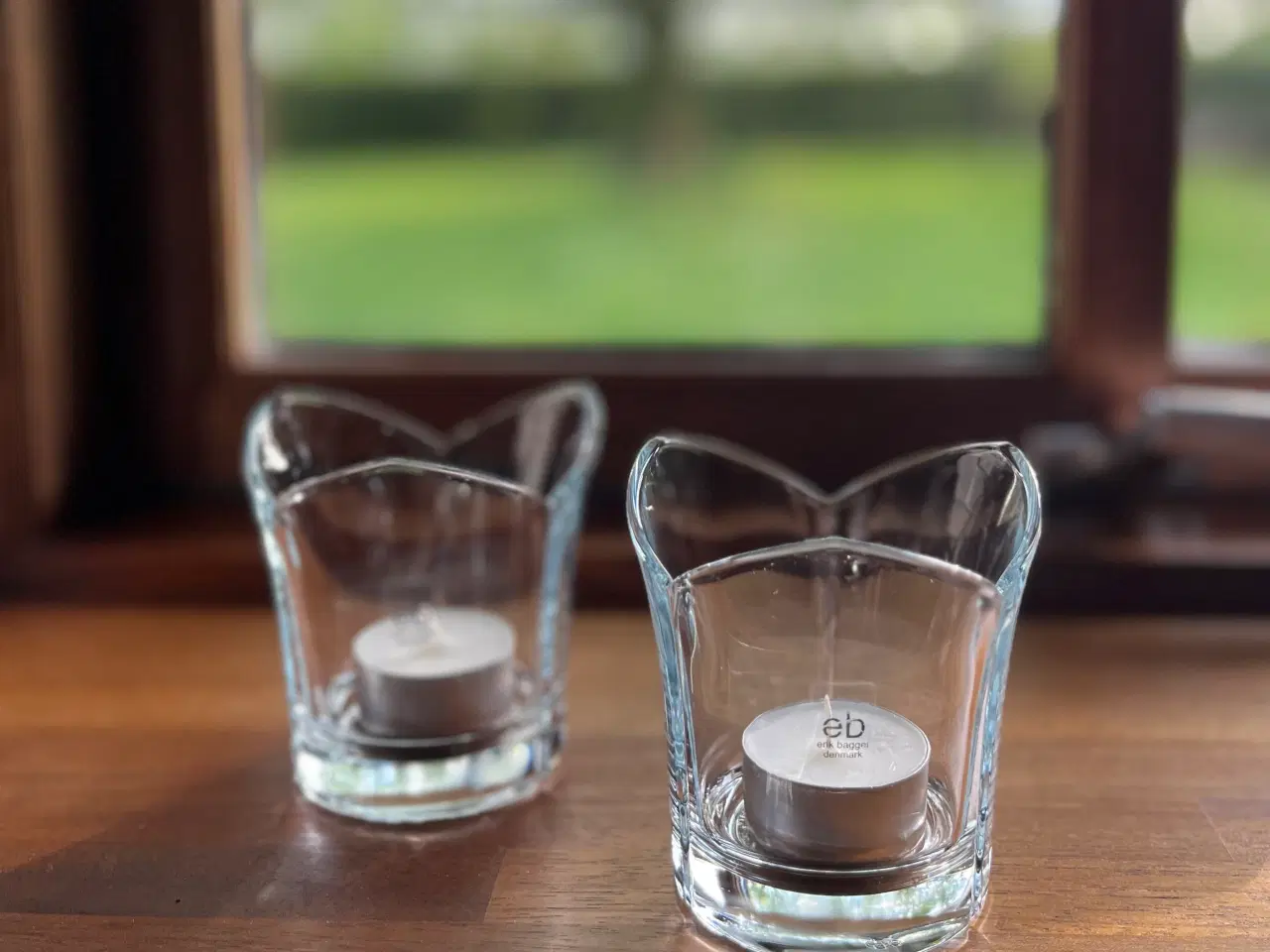 Billede 1 - 2 fine glas fyrfadsstager fra Erik Bagger 