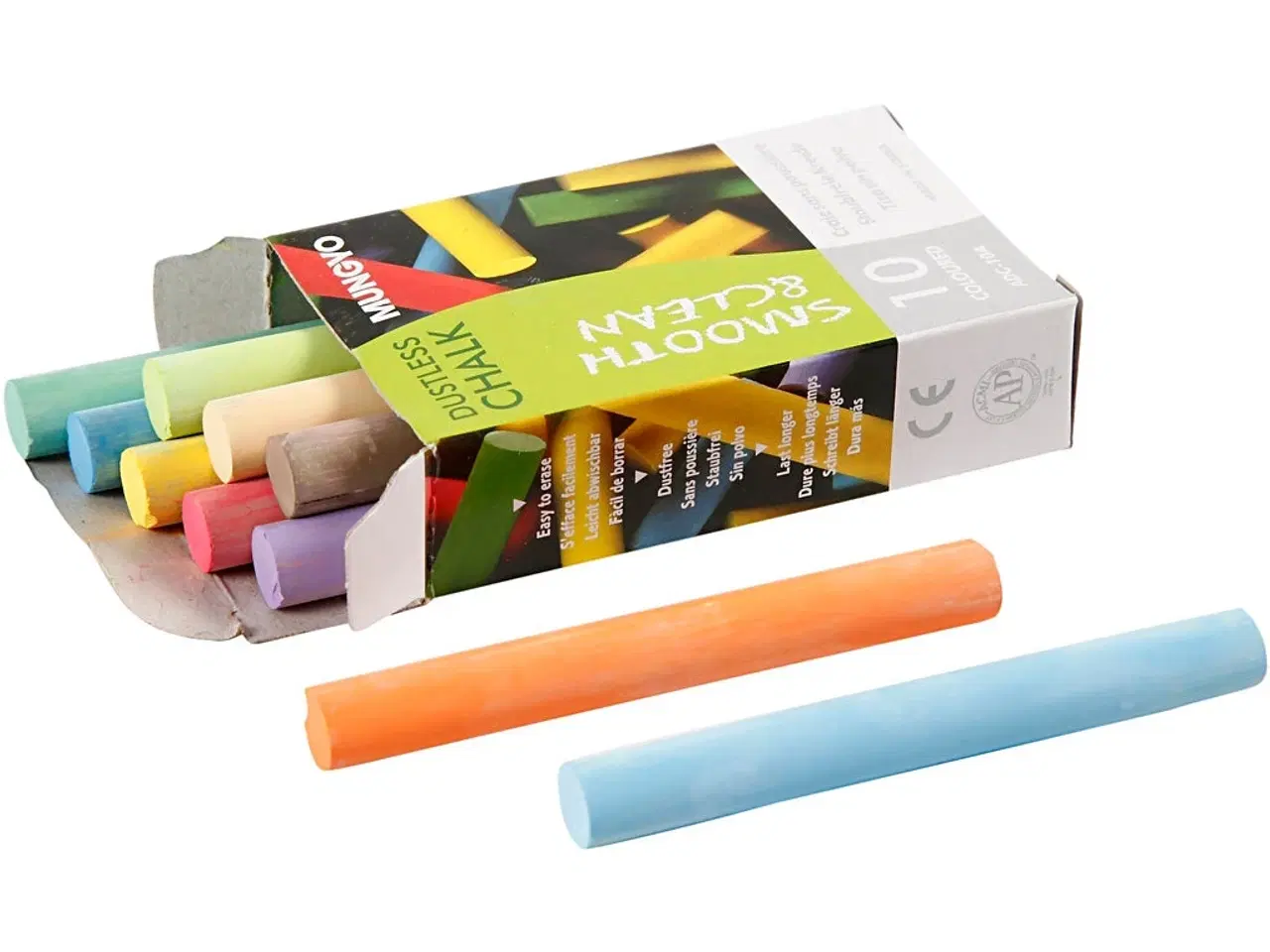 Billede 1 - Kvalitets Tavlekridt - Assorterede Farver, 10 stk.