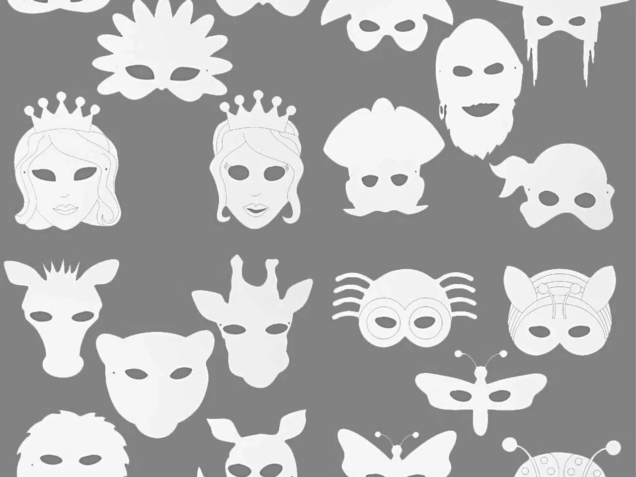 Billede 1 - 64 Udstansede Masker i 20 Designs - Kreativ Leg
