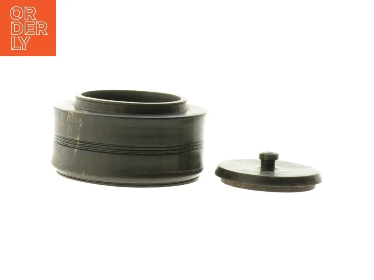 Billede 4 - Gl. træ æske med låg (str. Ø. 11 cm. h 6 cm)