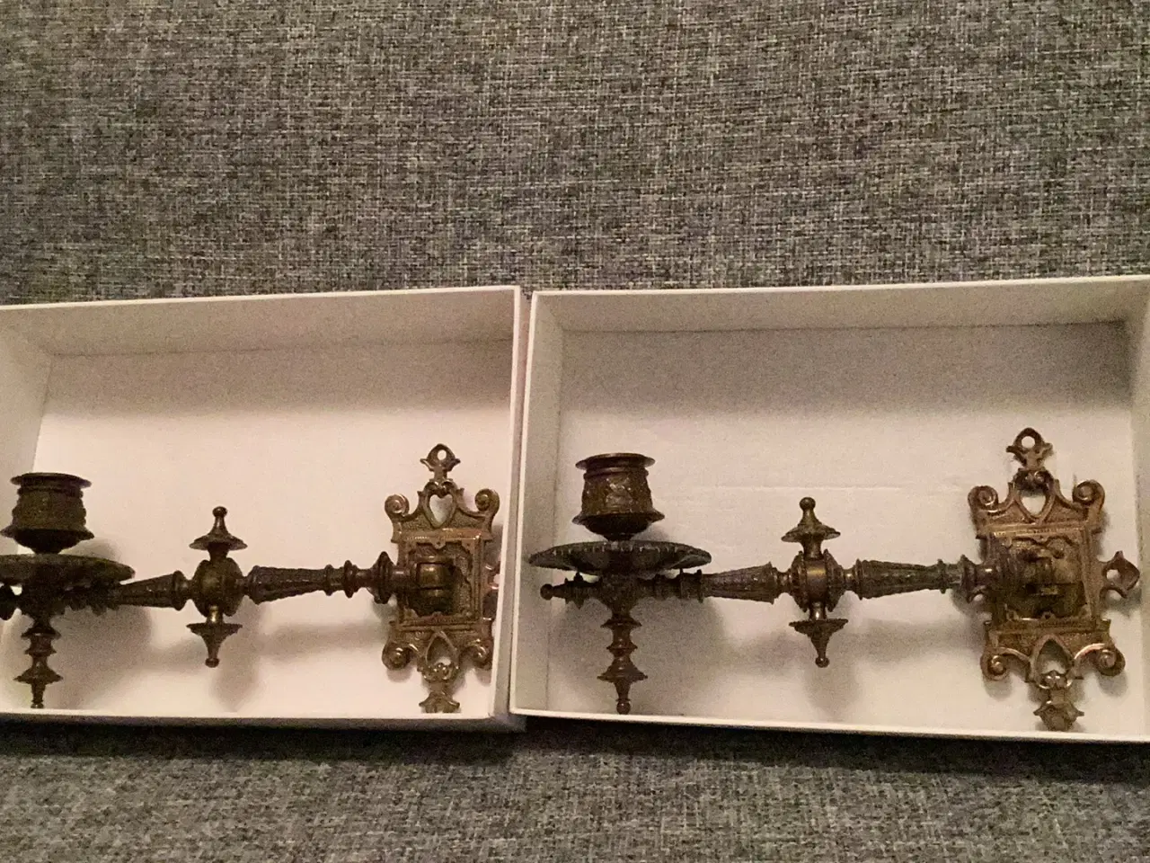 Billede 2 - Klaverlysestager i messing, 2 stk