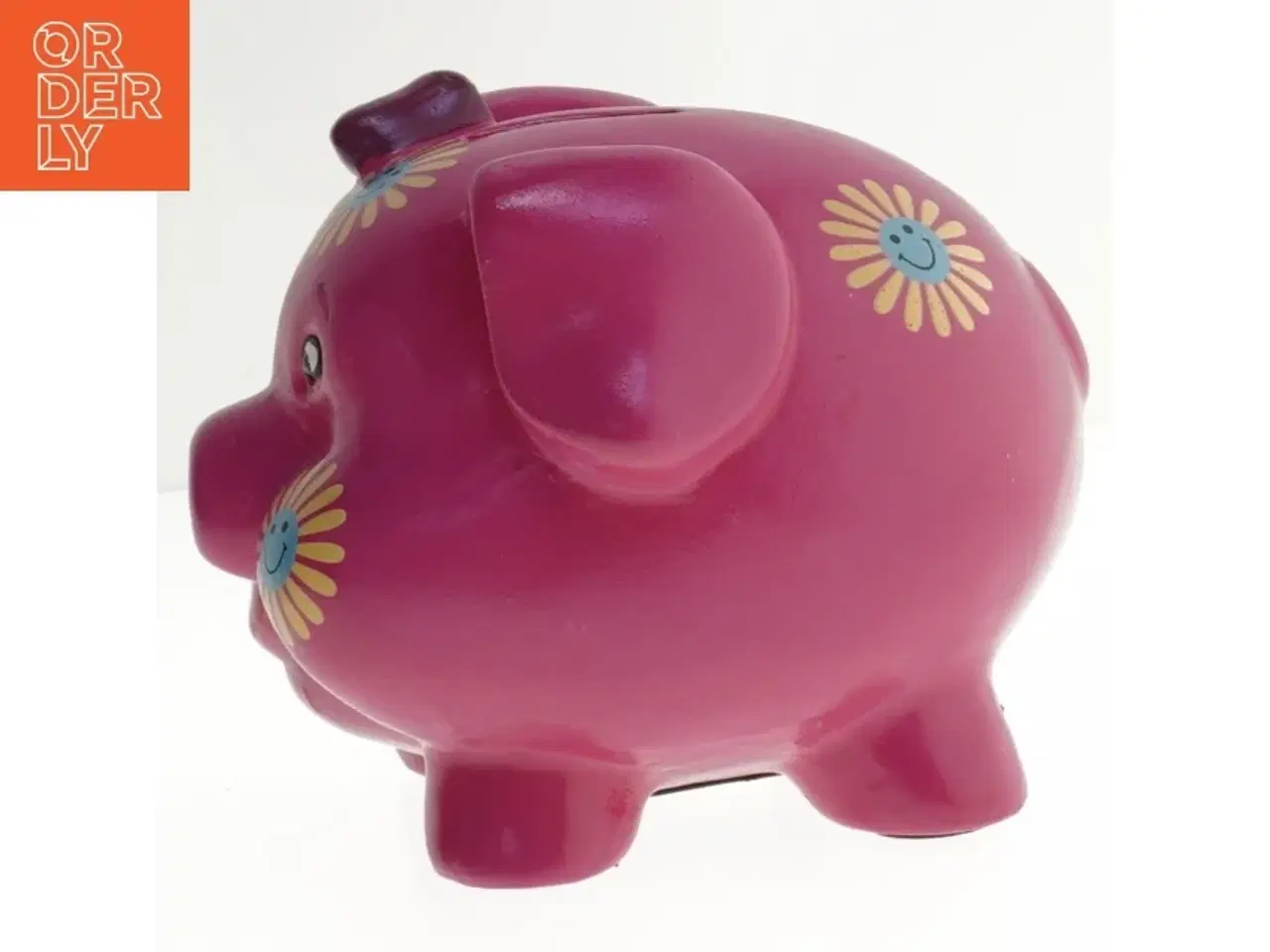 Billede 1 - Lyserød sparegris med blomster (str. 14 cm)