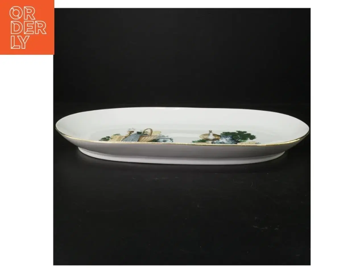 Billede 3 - Porcelænsfad med ost og vin motiv (str. 30 x 22 cm)