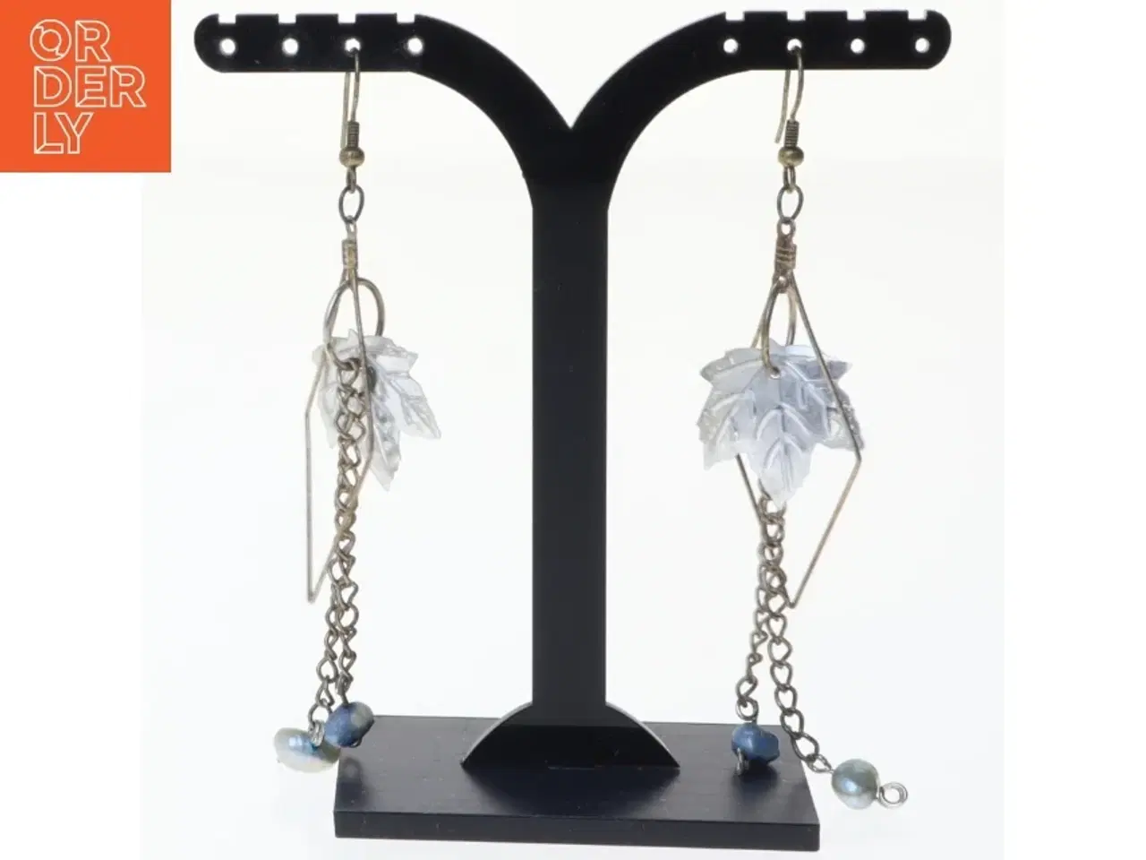 Billede 1 - Øreringe med bladmotiv (str. 10 x 2 cm)