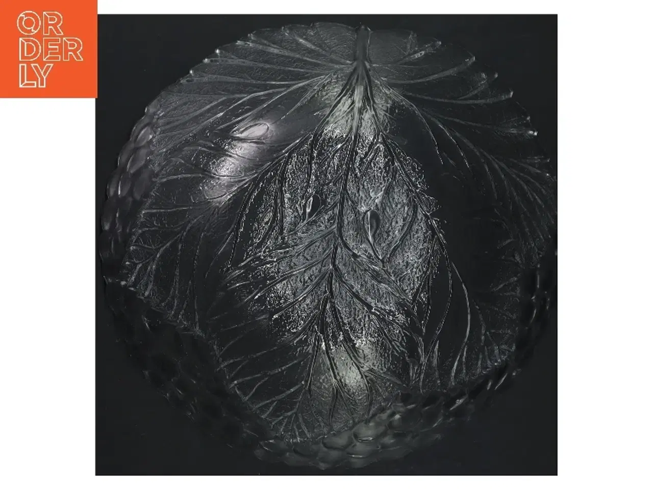 Billede 2 - Glasskål med bladmønster (str. Ø 23 cm)