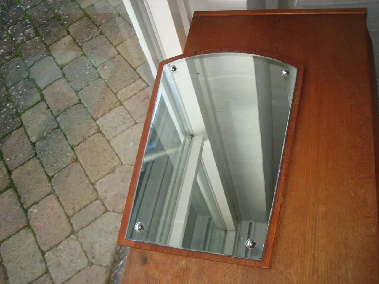 Billede 1 - Entre spejl i teaktræ + orange spejl med plastik k