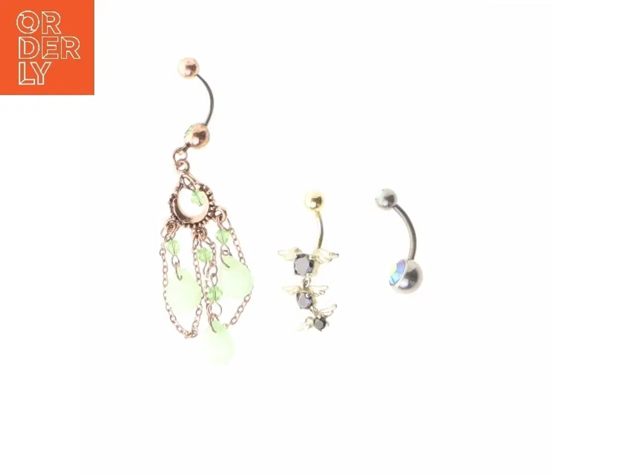 Billede 1 - Navlepiercinger med vedhæng (str. 6,5 og 2,5 og 2 cm)