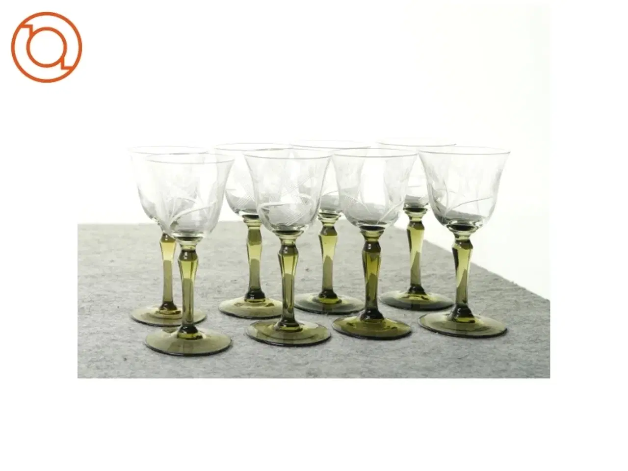 Billede 1 - Glas med grøn stilk (str. 12 x 6 cm)